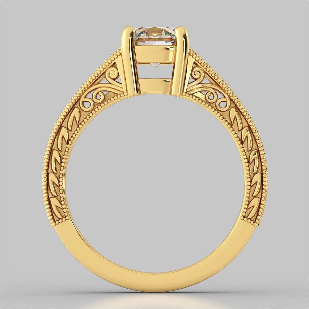 Cushion Cut Filigree Wedding Set