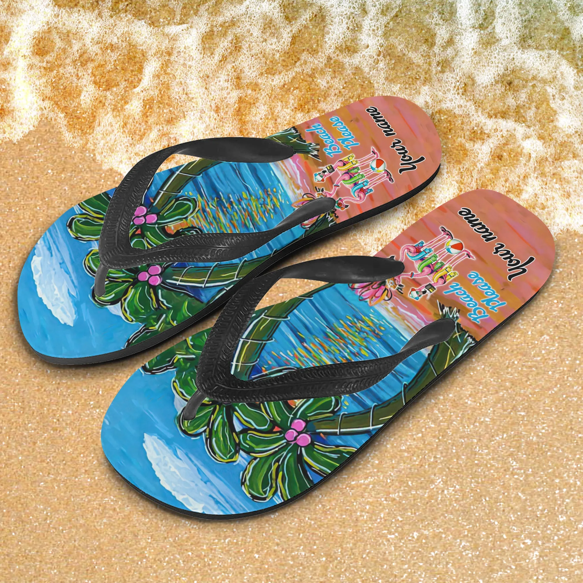 Custom Flip Flops - Beach Flamingo - Loop - H9h3-427