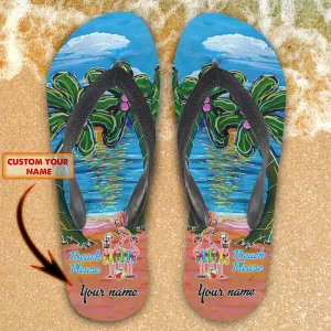 Custom Flip Flops - Beach Flamingo - Loop - H9h3-427
