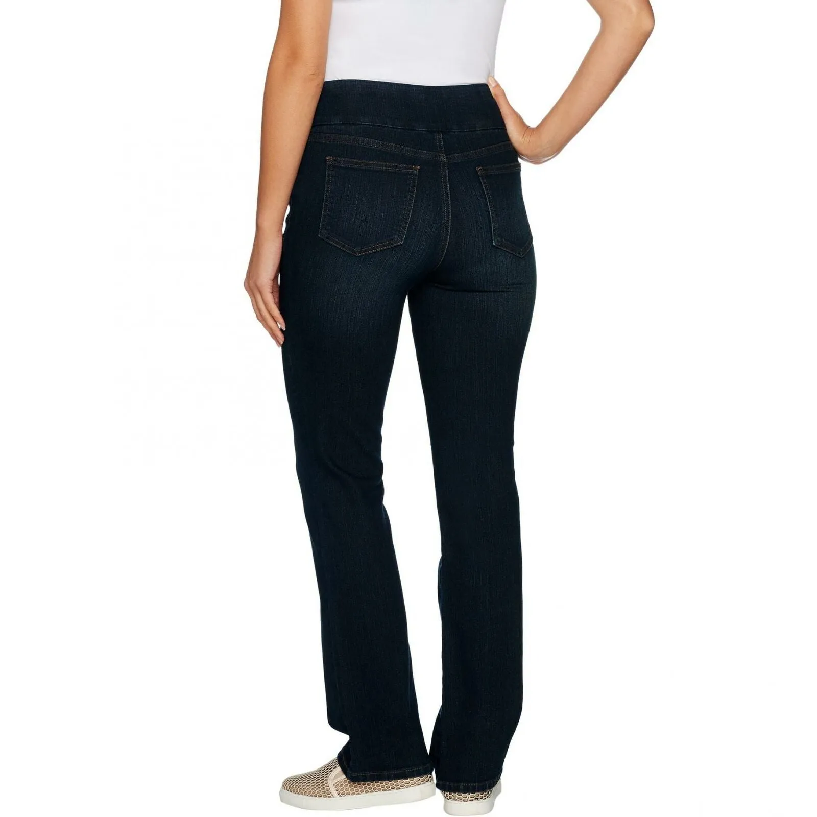 Denim & Co. Plus Size Petite How Smooth Lightly Bootcut Jeans