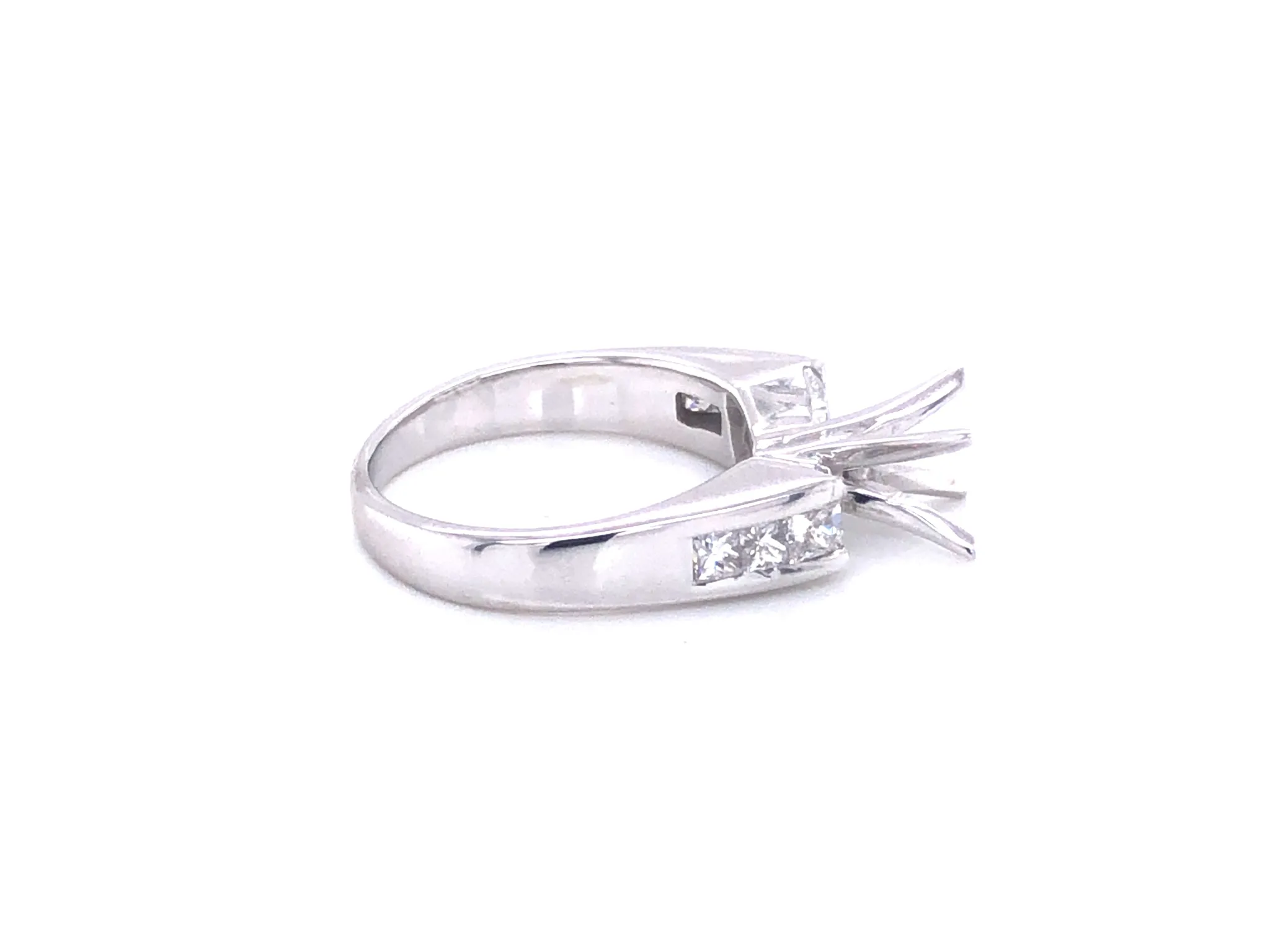 Diamond and Sapphire Platinum Engagement Ring, Semi-mount