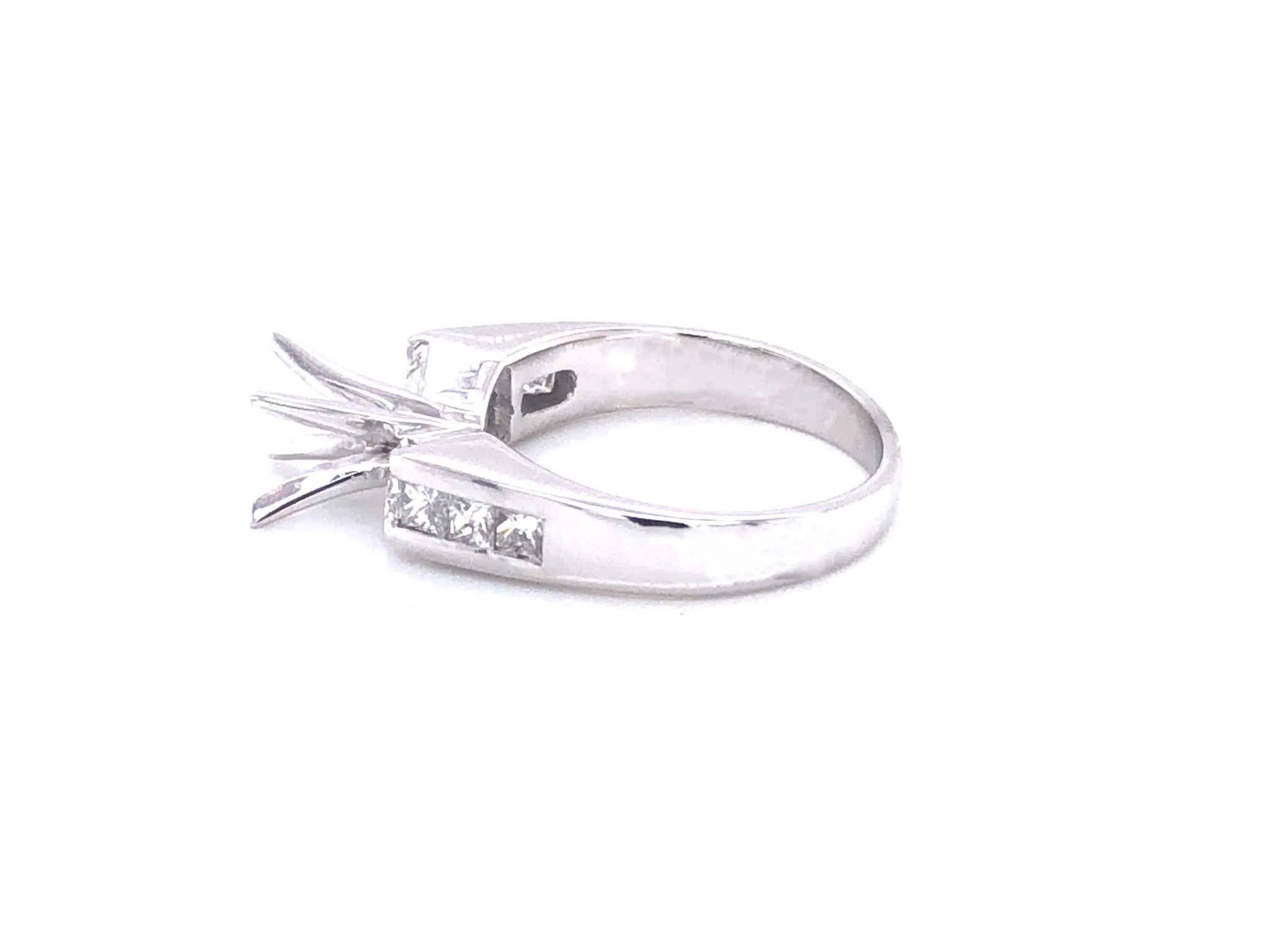 Diamond and Sapphire Platinum Engagement Ring, Semi-mount