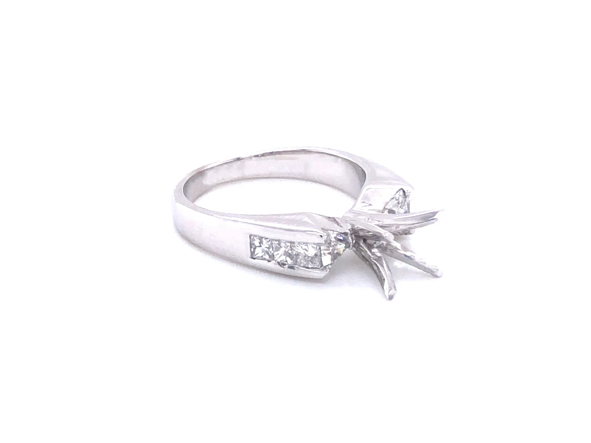 Diamond and Sapphire Platinum Engagement Ring, Semi-mount