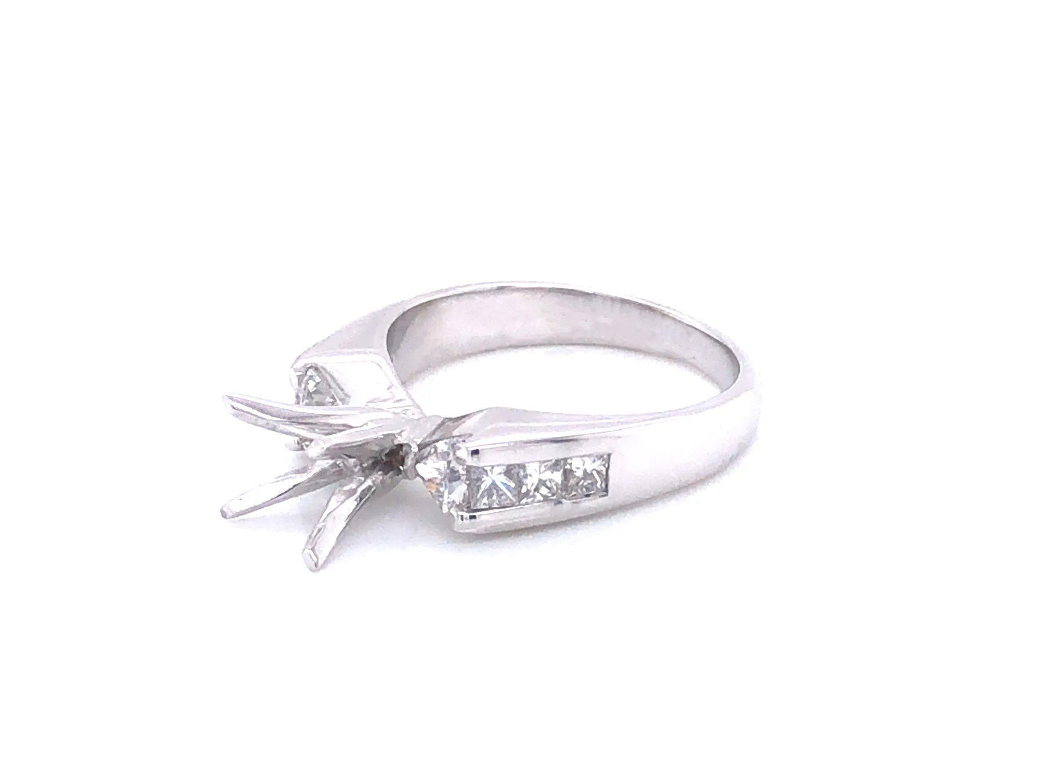 Diamond and Sapphire Platinum Engagement Ring, Semi-mount
