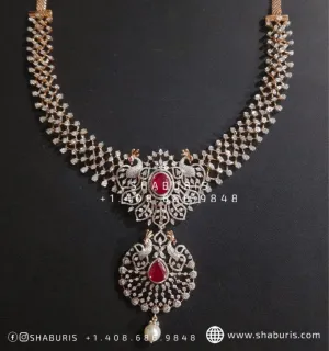 Diamond necklace swarovski diamond necklace interchangable stones detatchable pendant wedding jewelry bridal jewelry silver jewelry-SHABURIS
