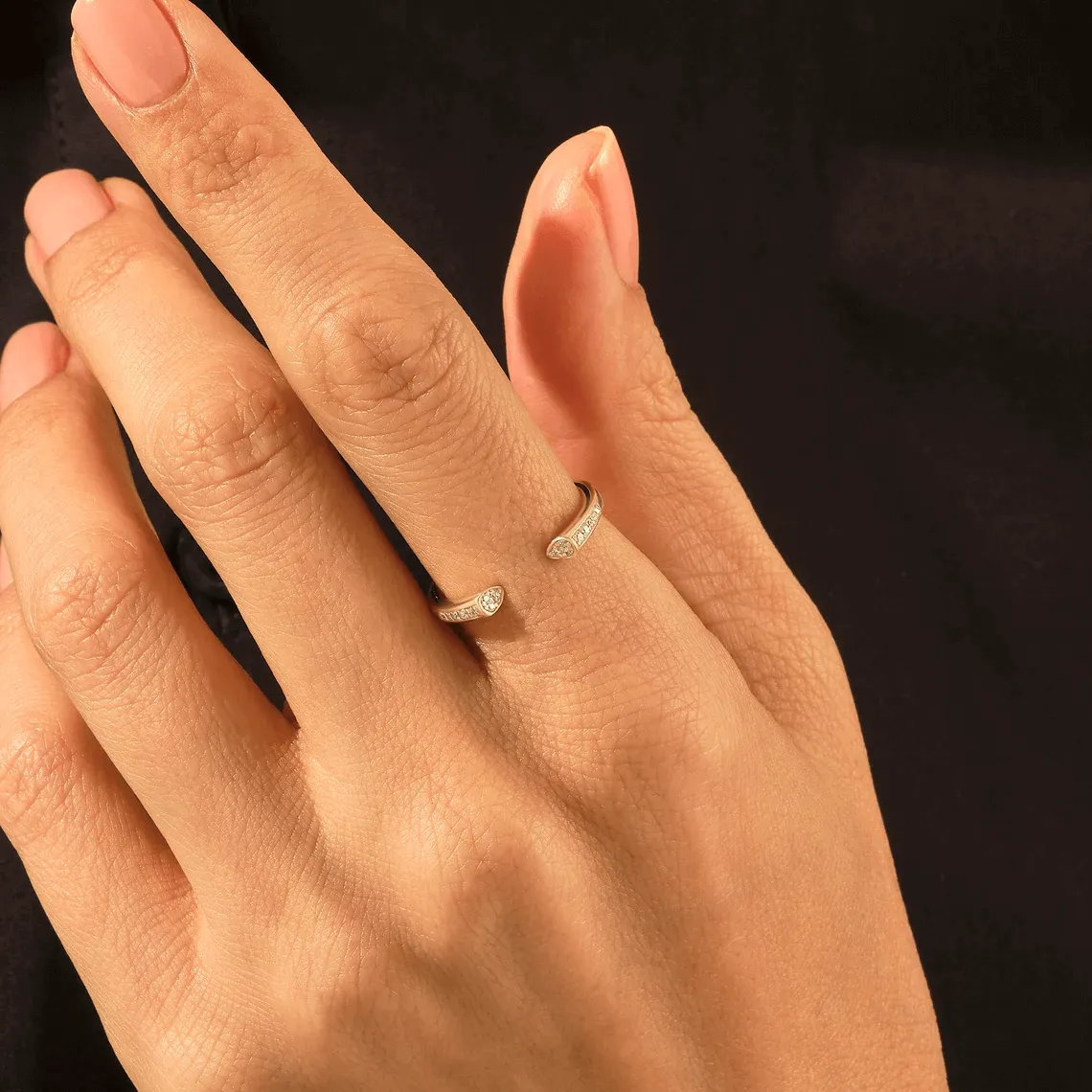 Diamond Open Cuff Ring in Gold