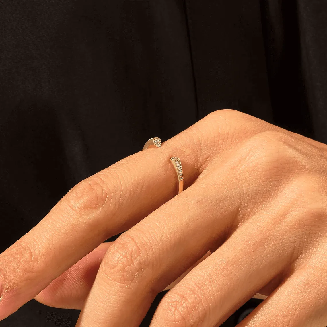 Diamond Open Cuff Ring in Gold