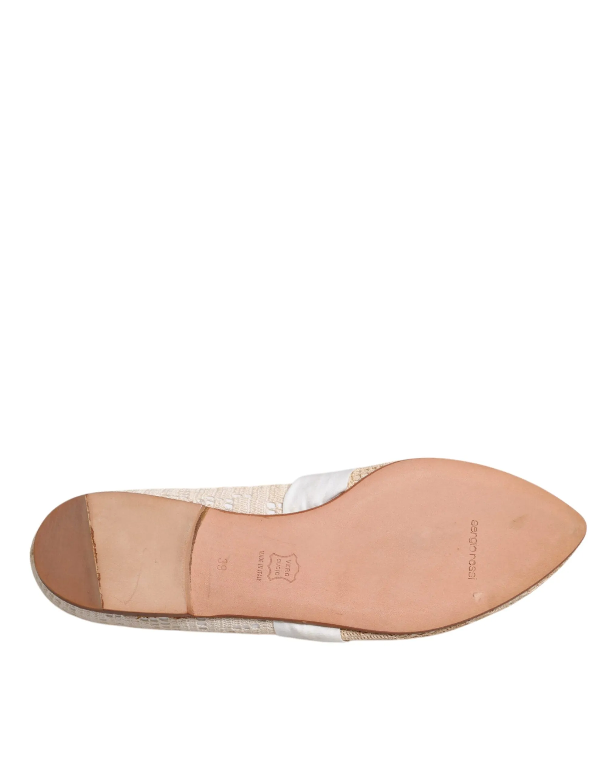Dolce&Gabbana Women Beige Ballet Flats Fabric Bow Ribbon Casual Loafers Sz EU 39