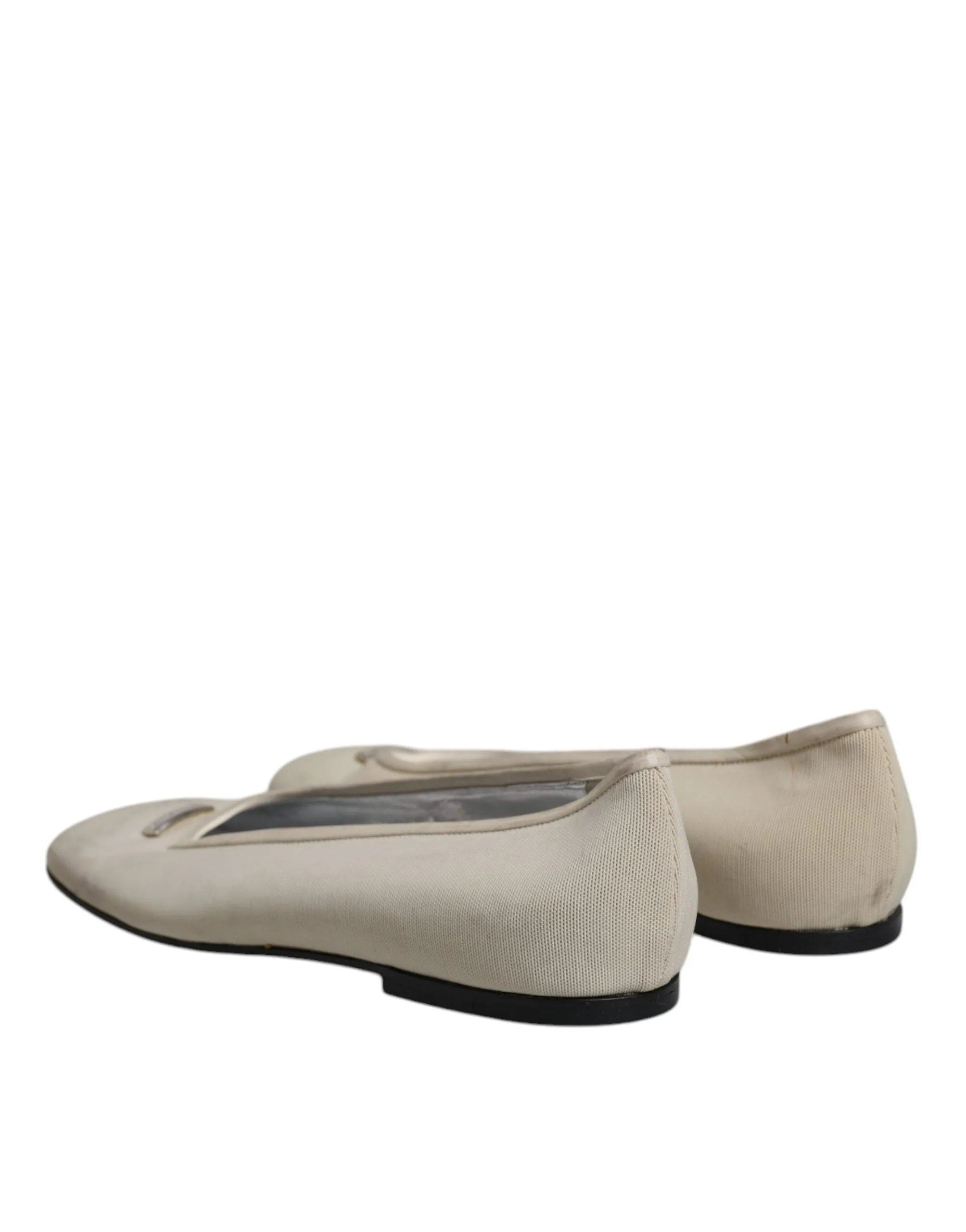 Dolce&Gabbana Women Beige Ballet Flats Fabric Square Toe Casual Loafers Sz EU 39