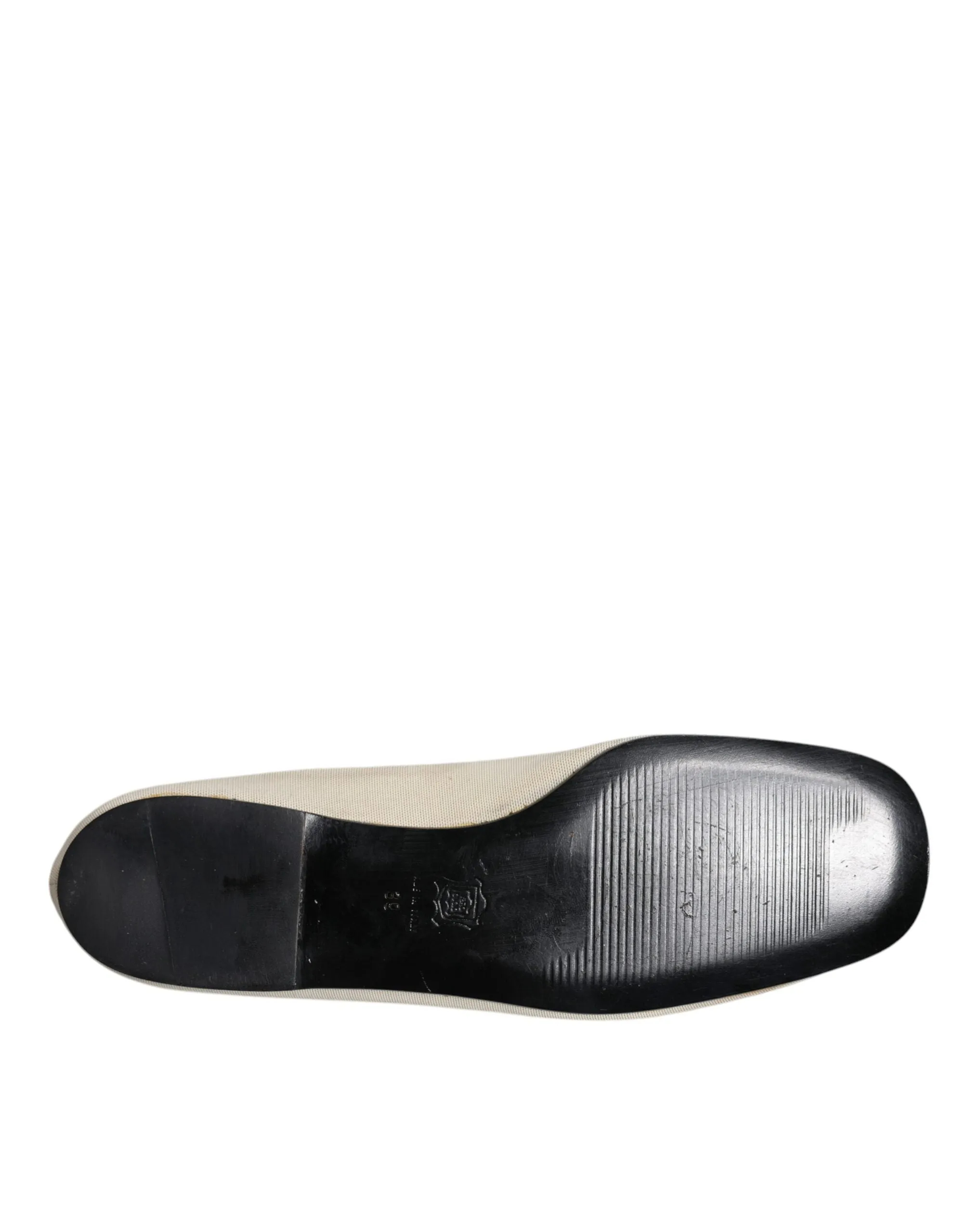 Dolce&Gabbana Women Beige Ballet Flats Fabric Square Toe Casual Loafers Sz EU 39