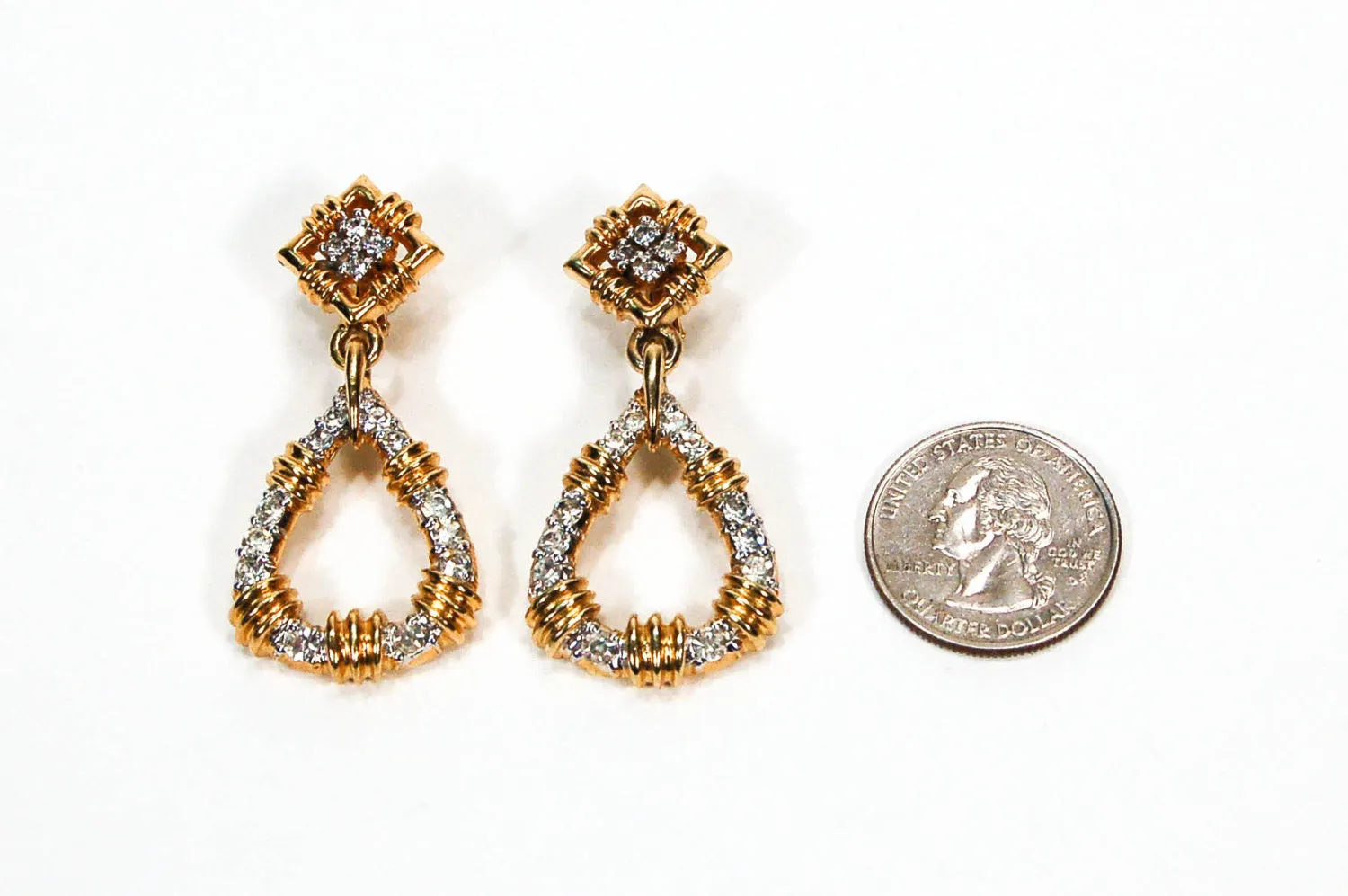 Door Knocker Style Rhinestone Earrings by Panetta