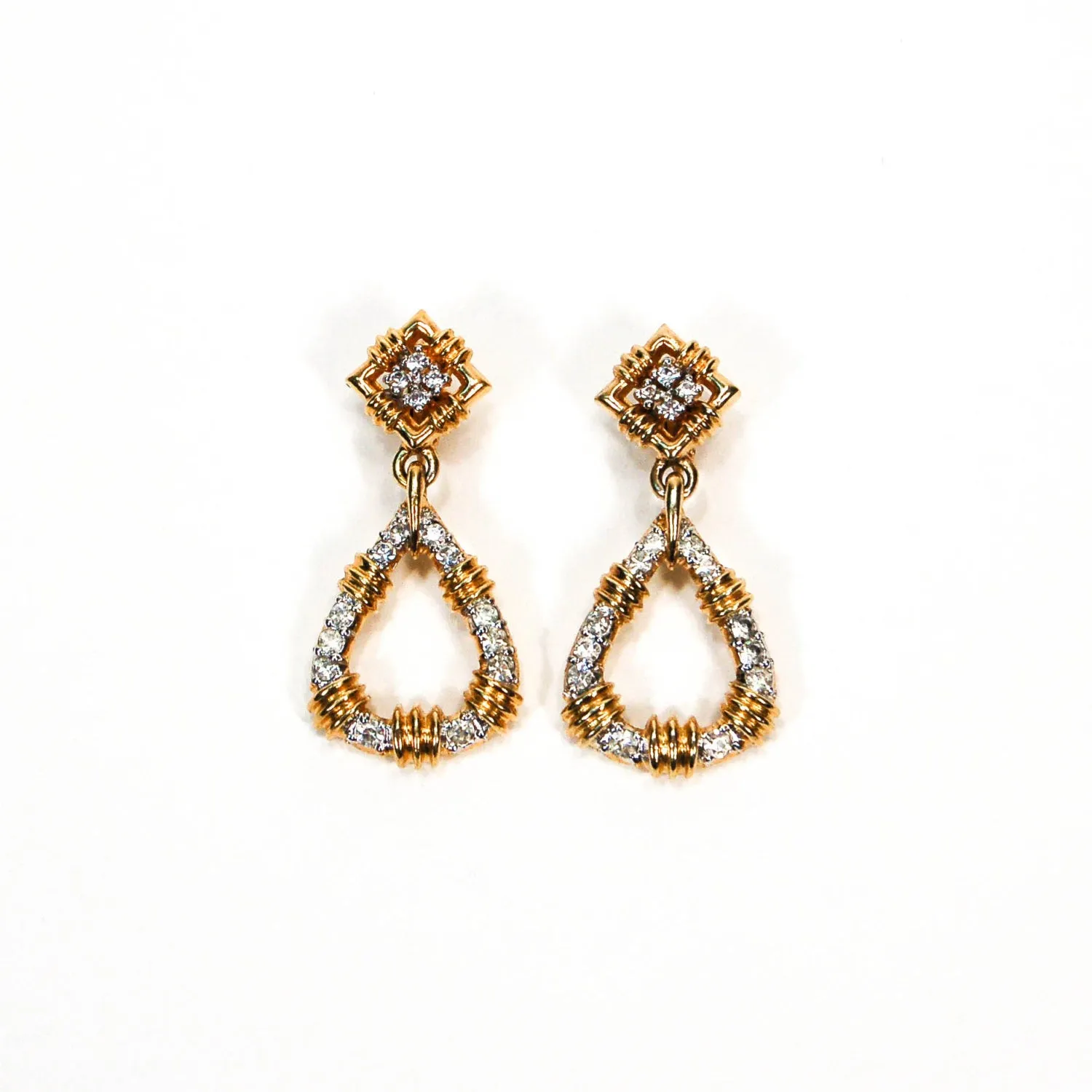Door Knocker Style Rhinestone Earrings by Panetta