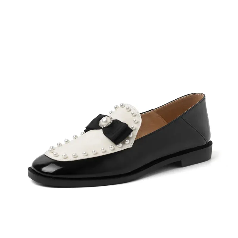 Elliah Pearl and Bow Mary Janes Penny Loafers