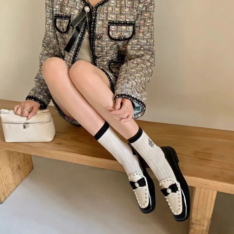Elliah Pearl and Bow Mary Janes Penny Loafers