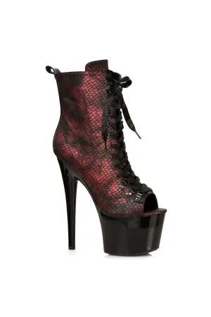 Ellie 709-ADDER 7" Lace Up Bootie With Metallic Snake Print