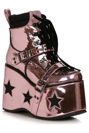 Ellie Shoes 500-SPACED Heel Platform Bootie with Star & Buckle Décor