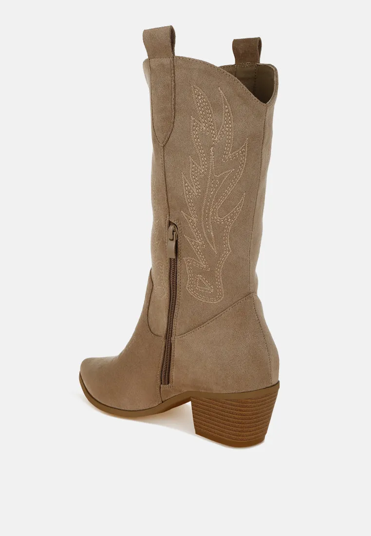 Embroidery Detail Cowboy Boots By RUW