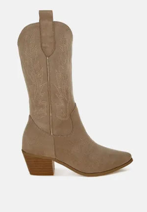 Embroidery Detail Cowboy Boots By RUW