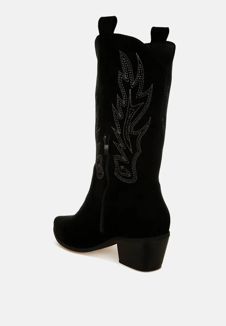 Embroidery Detail Cowboy Boots By RUW