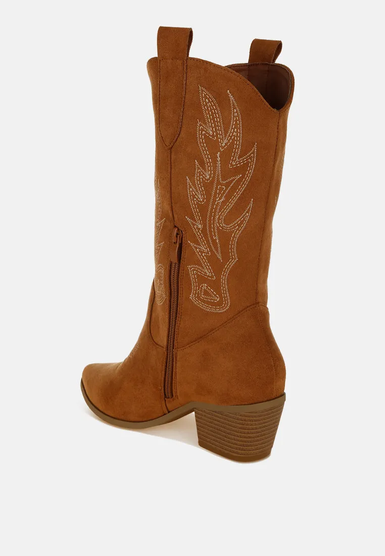 Embroidery Detail Cowboy Boots By RUW