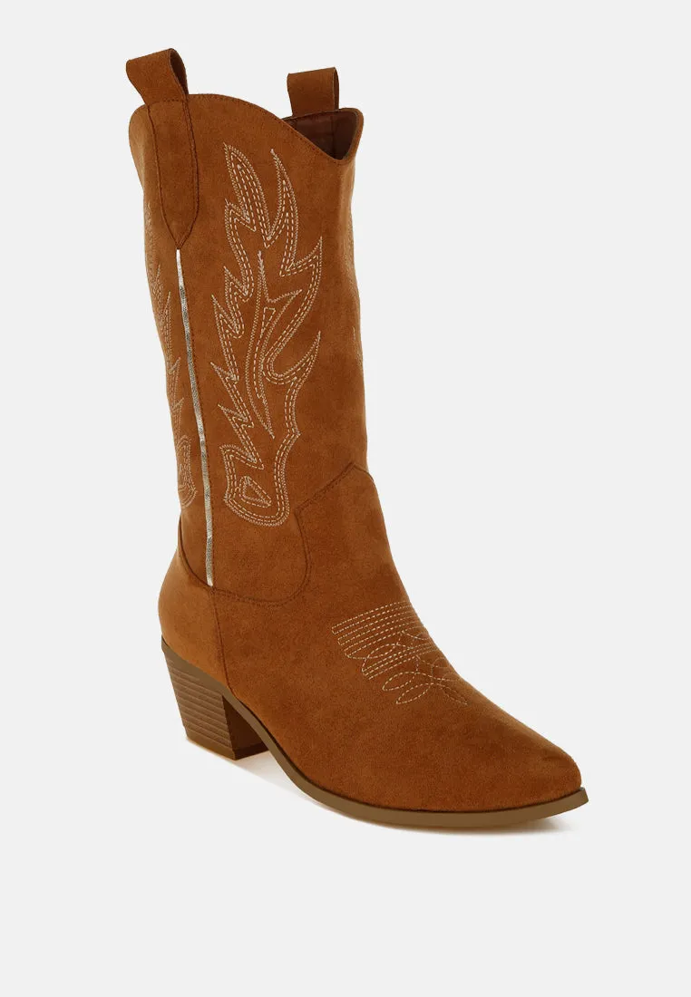 Embroidery Detail Cowboy Boots By RUW