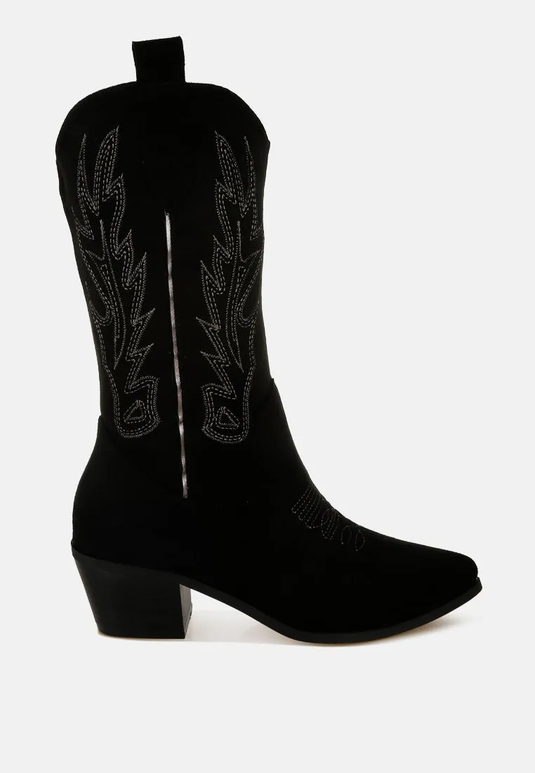 Embroidery Detail Cowboy Boots By RUW