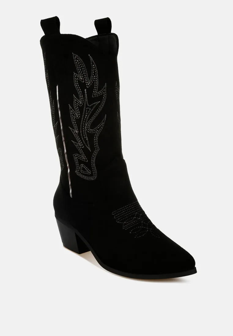 Embroidery Detail Cowboy Boots By RUW