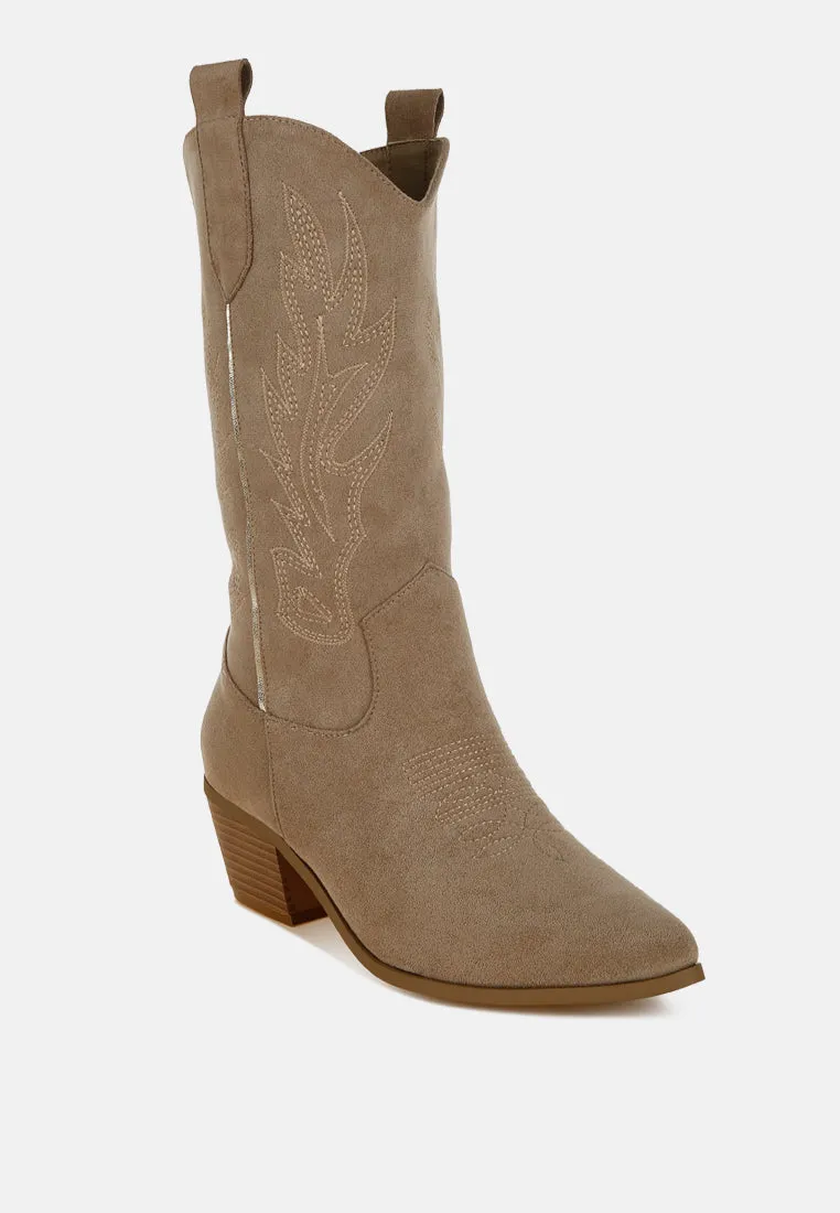 Embroidery Detail Cowboy Boots By RUW
