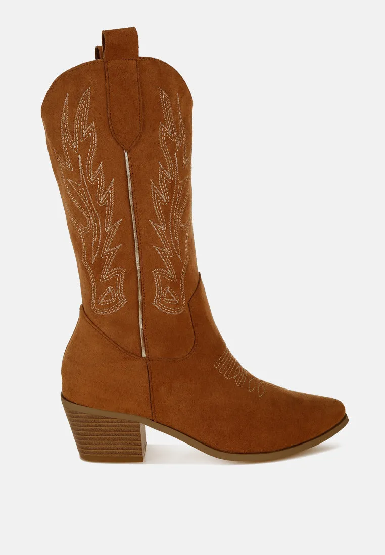 Embroidery Detail Cowboy Boots By RUW