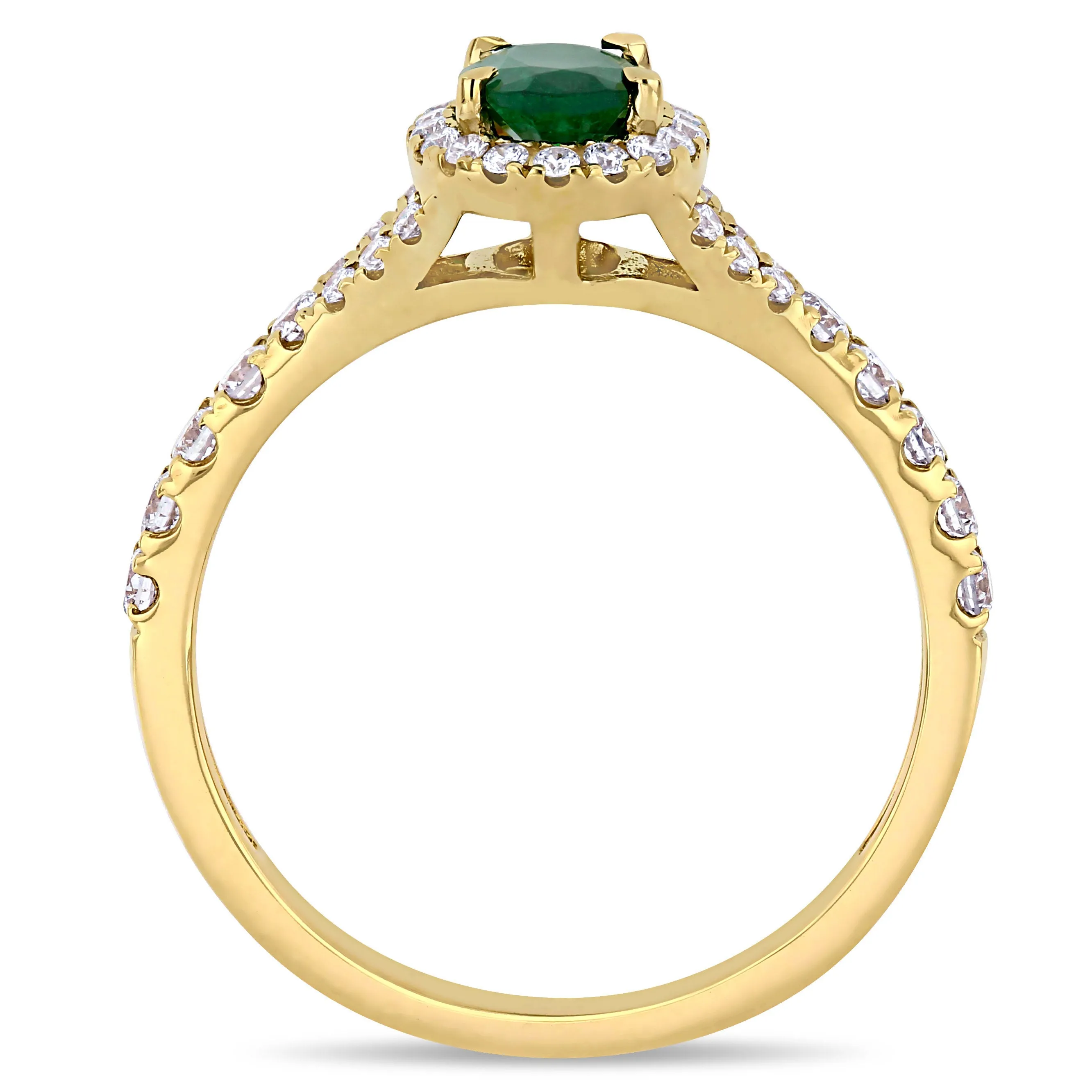 Emerald with Diamond Halo Engagement Ring