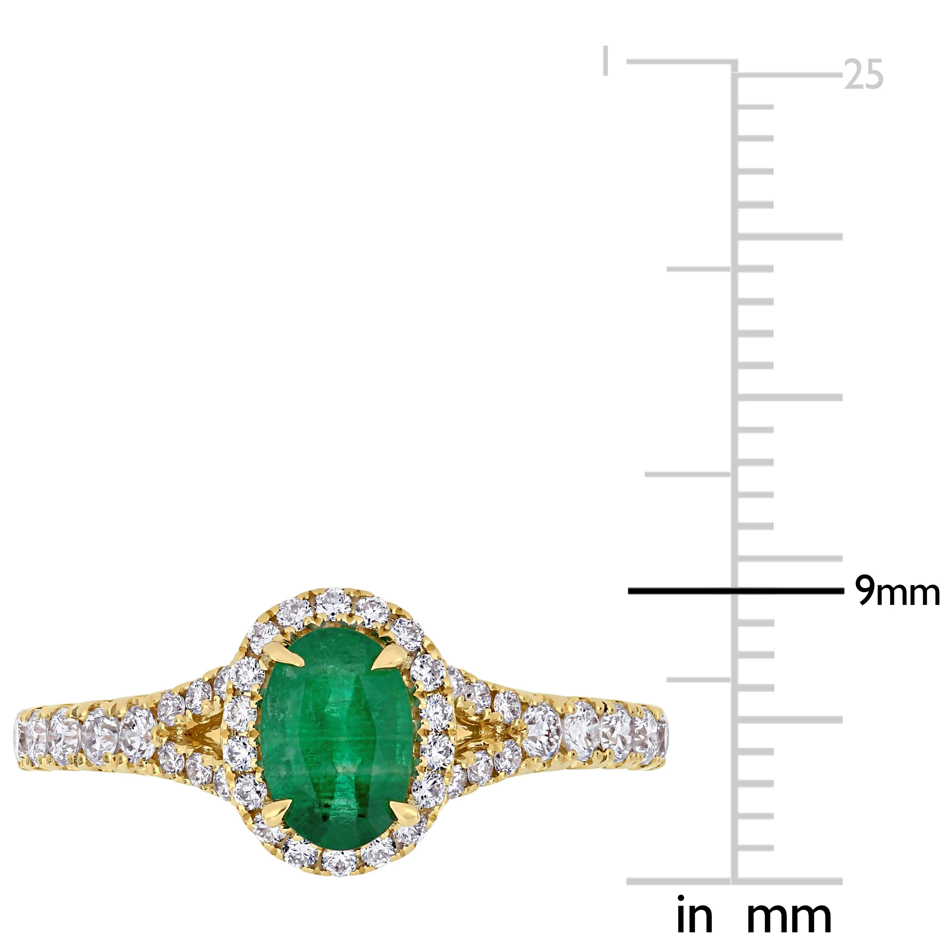 Emerald with Diamond Halo Engagement Ring