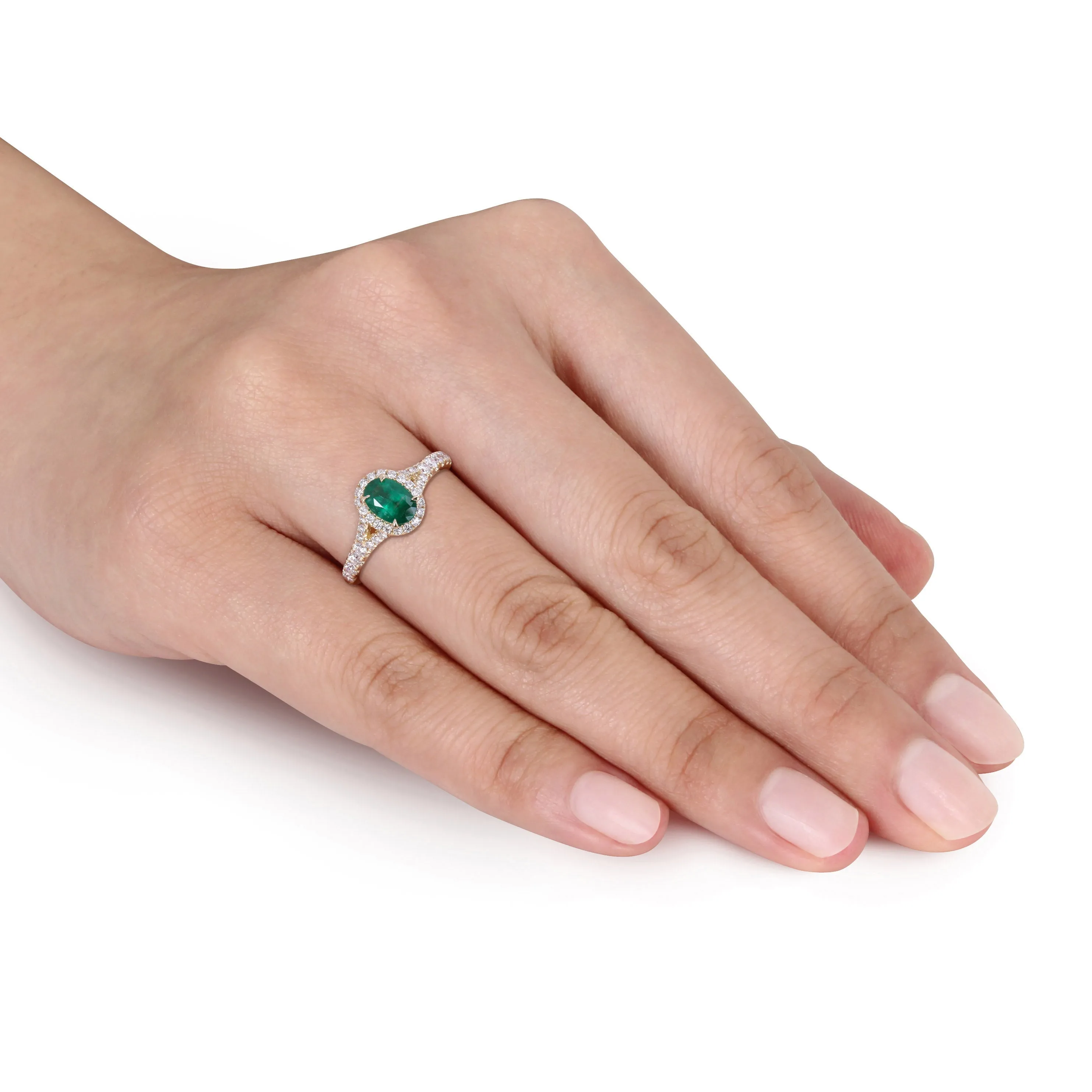 Emerald with Diamond Halo Engagement Ring