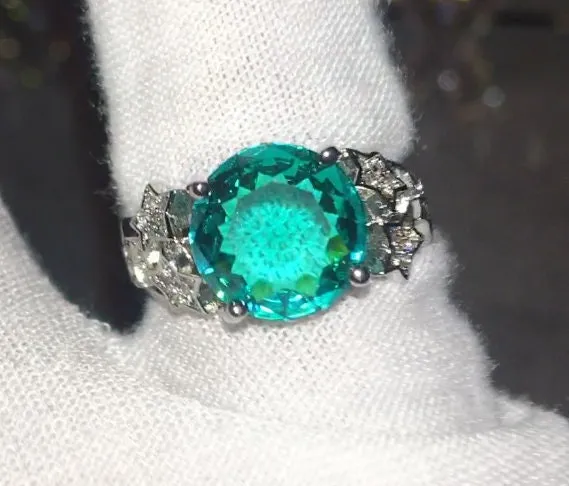 Engagement Ring | Green Diamond Ring | Womens Promise Ring |  Diamond Star Ring | Green Engagement Ring | Tourmaline Ring | Star Ring