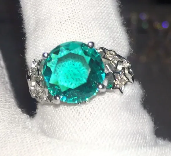 Engagement Ring | Green Diamond Ring | Womens Promise Ring |  Diamond Star Ring | Green Engagement Ring | Tourmaline Ring | Star Ring