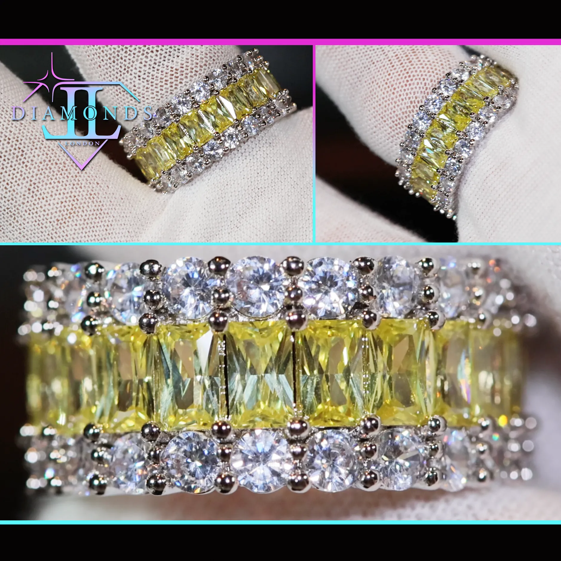 Eternity Ring | Yellow Diamond Ring | Yellow Diamond Engagement Rings | Canary Yellow Diamond Ring | Baguette Ring