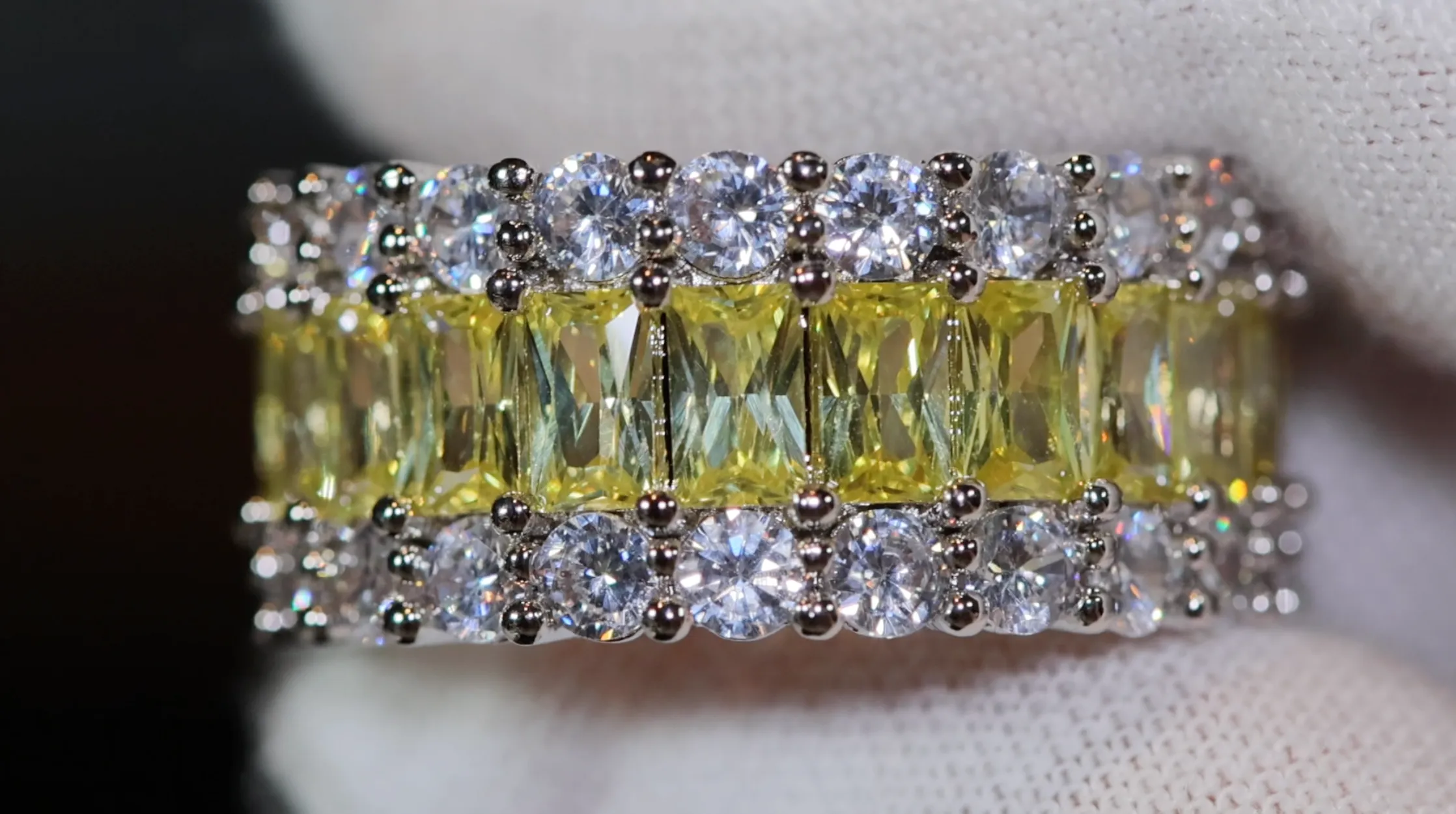 Eternity Ring | Yellow Diamond Ring | Yellow Diamond Engagement Rings | Canary Yellow Diamond Ring | Baguette Ring