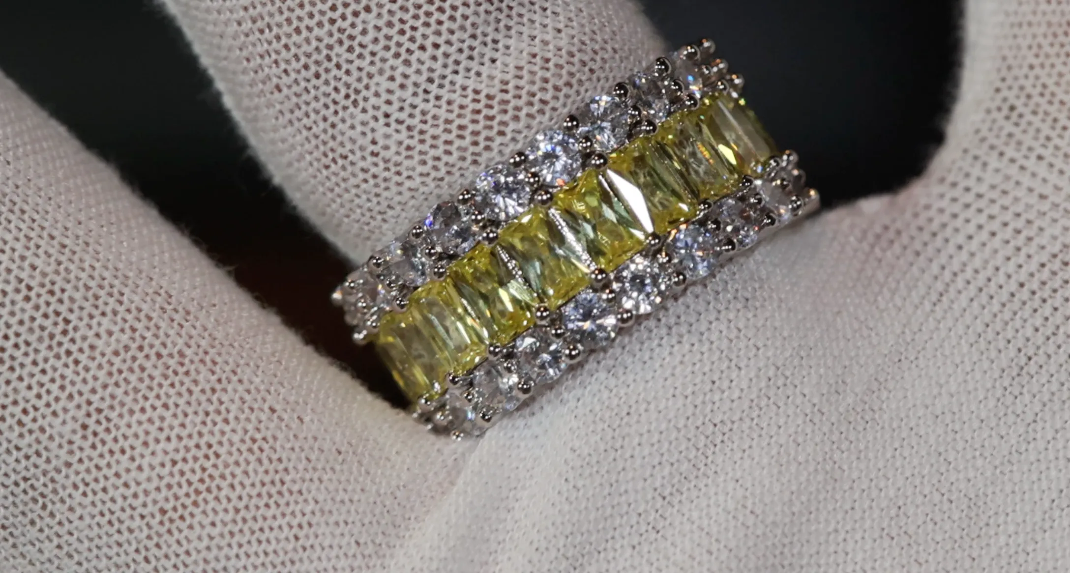 Eternity Ring | Yellow Diamond Ring | Yellow Diamond Engagement Rings | Canary Yellow Diamond Ring | Baguette Ring