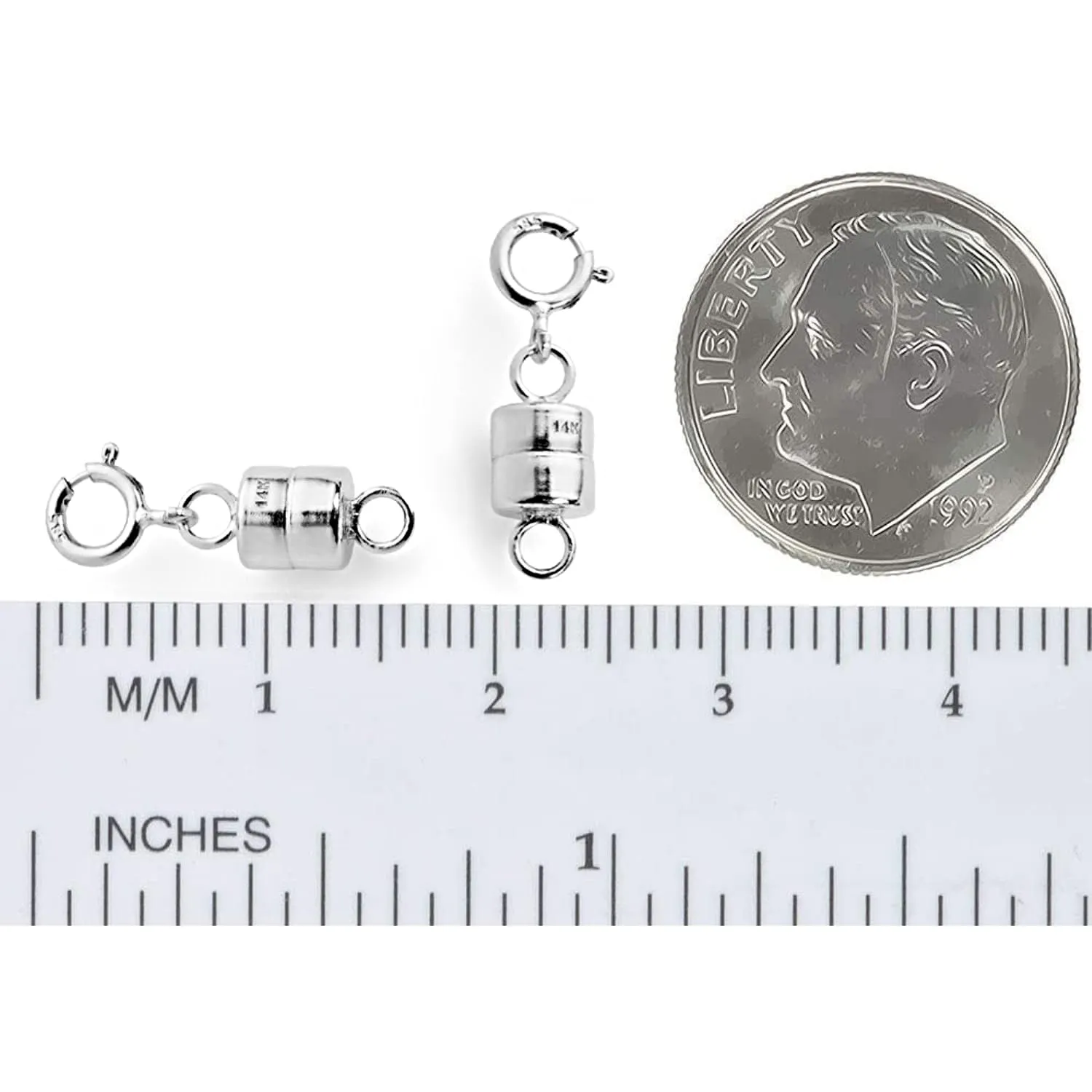 Everyday Elegance Solid 14K White Gold Magnetic Clasps and Closures for Necklaces Bracelets Anklets| Clasp Converter | with Spring Ring Clasp | 1 Clasp | 4.5mm Thickness