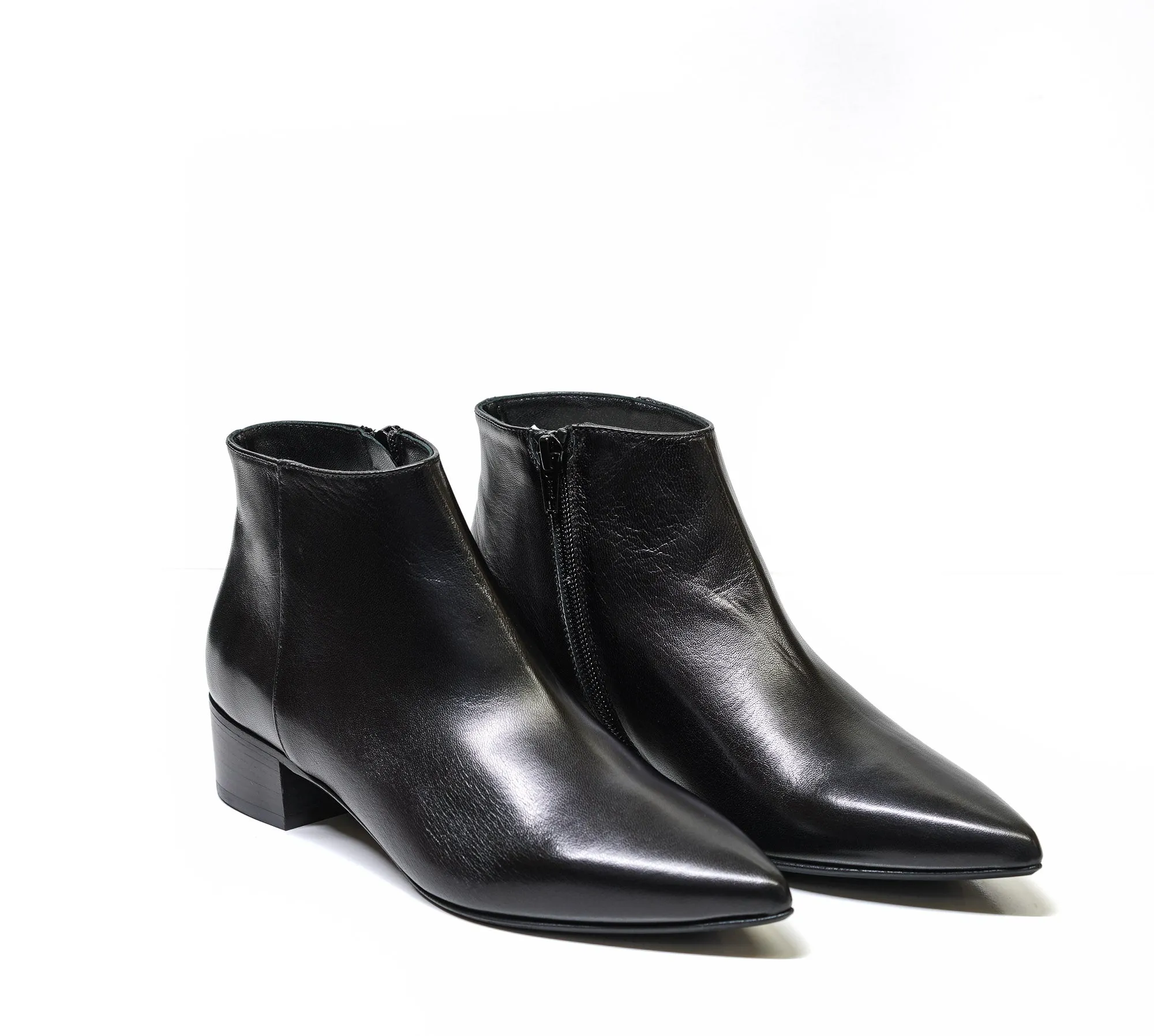 Fabio Rusconi Women's Black Leather Zip Ankle Boot F5539 30% OFF