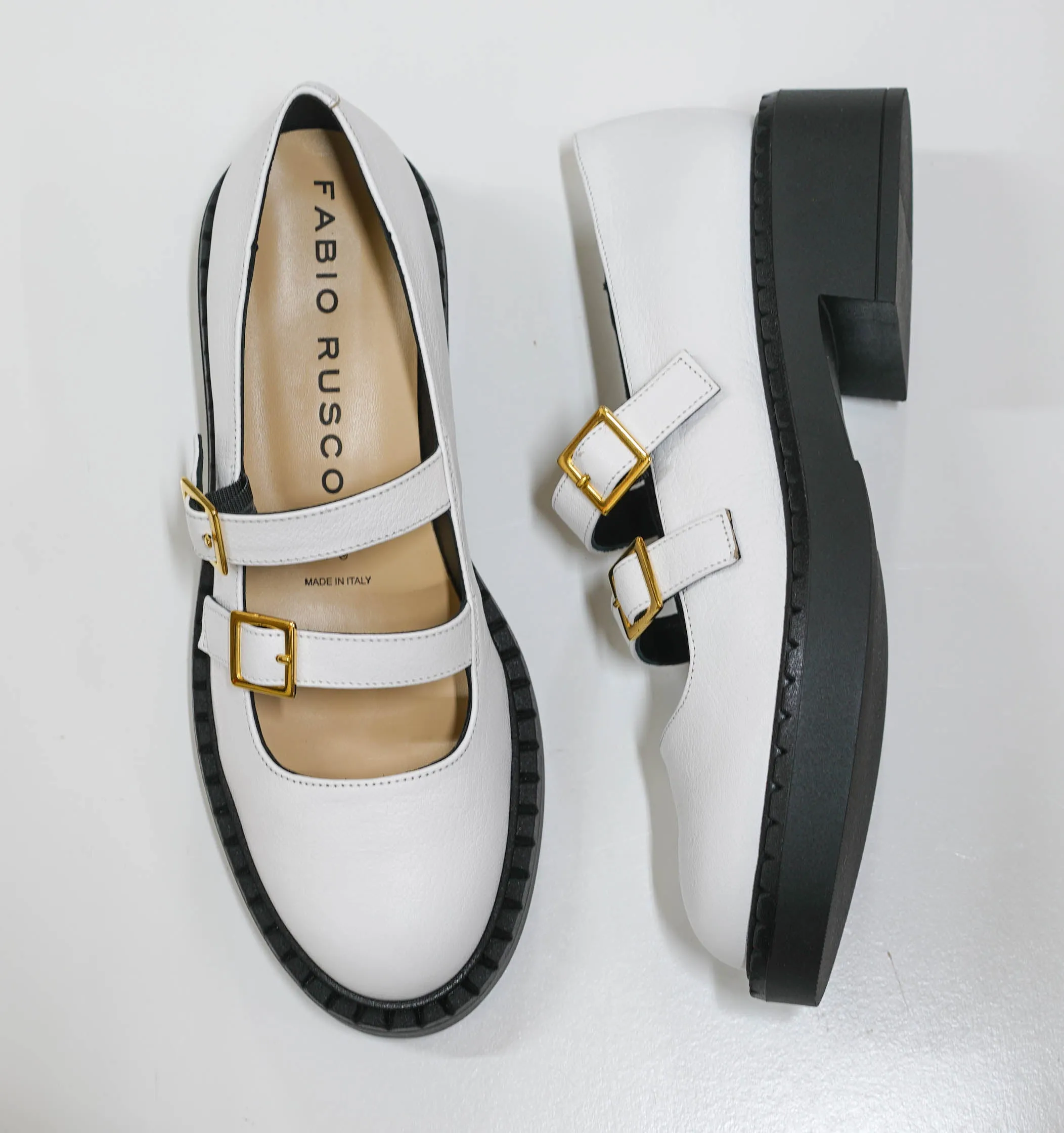 Fabio Rusconi Women’s White Leather Buckle Shoe F5934 30% off