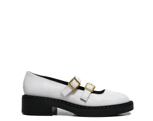 Fabio Rusconi Women’s White Leather Buckle Shoe F5934 30% off