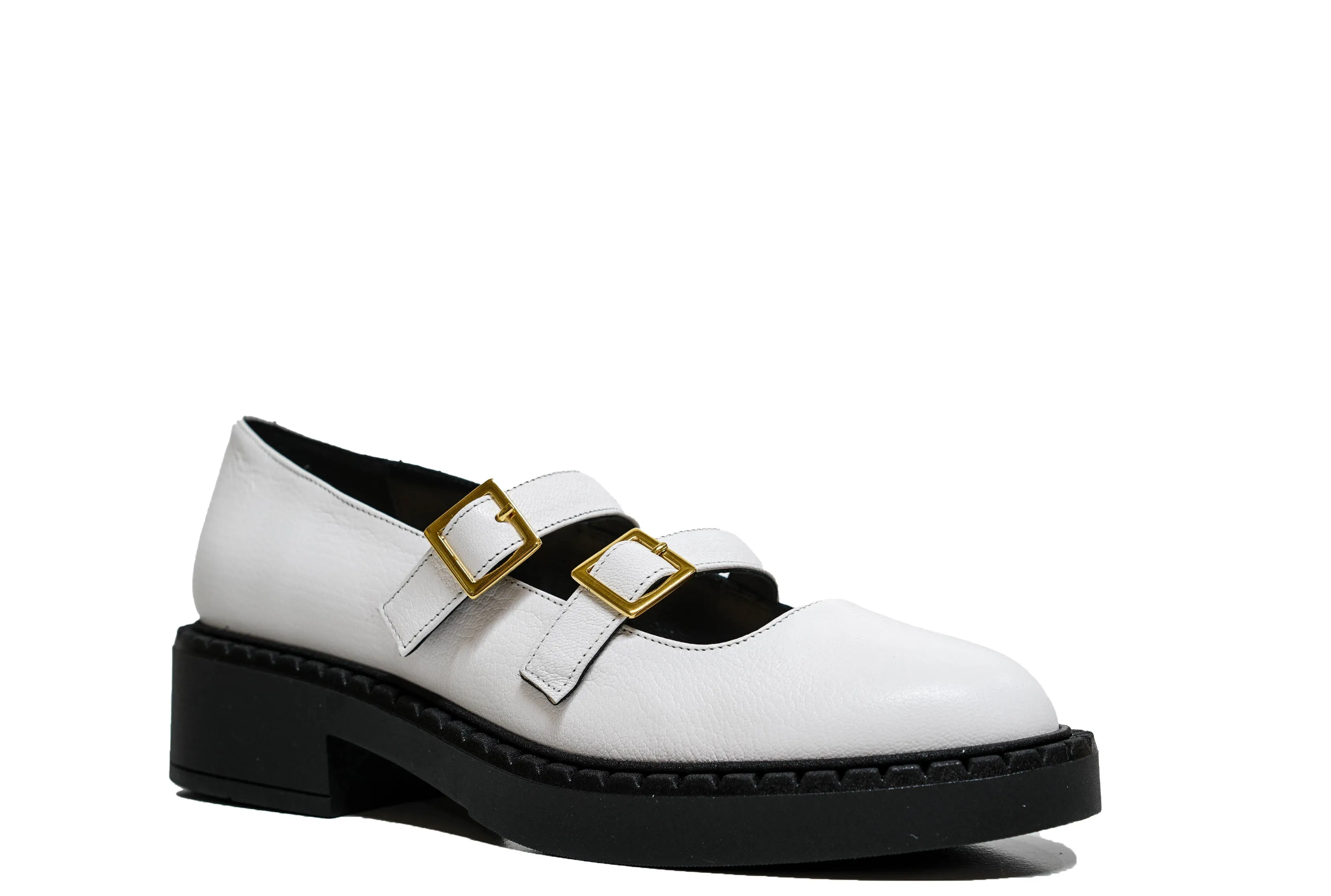 Fabio Rusconi Women’s White Leather Buckle Shoe F5934 30% off