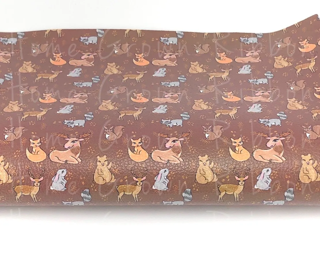 Fall Forest Animals Synthetic Leather Sheets