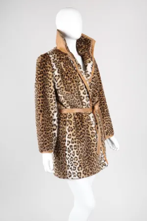 Faux Cheetah Wrap Coat