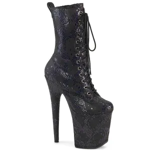 FLAMINGO-1040SPF  Black Oil Slick Metallic Snake Print Fabric/M