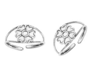 Floral Design Toe Ring For Women Solid 925 Sterling Silver Adjustable Toe Ring Gross Weight 2.40