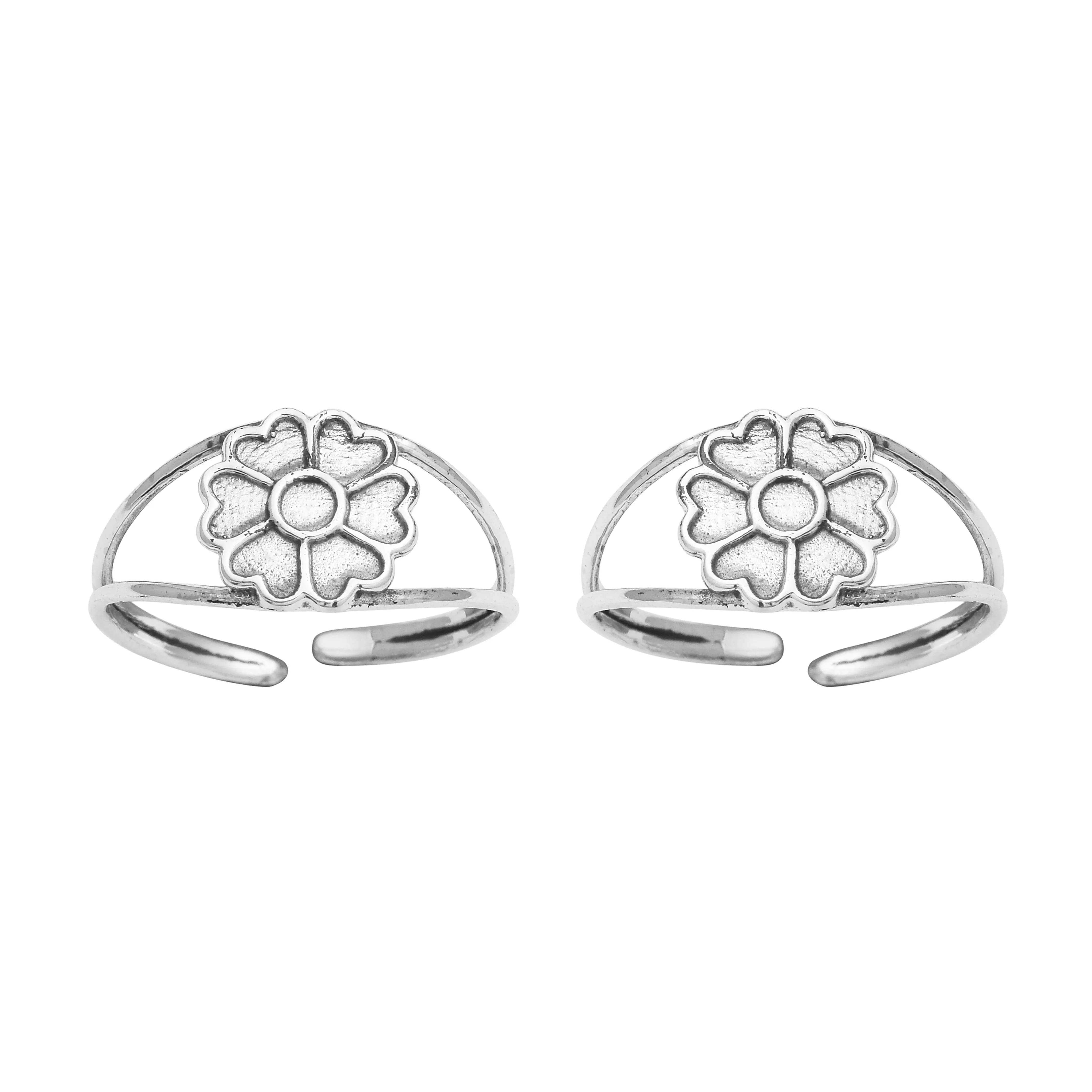 Floral Design Toe Ring For Women Solid 925 Sterling Silver Adjustable Toe Ring Gross Weight 2.40