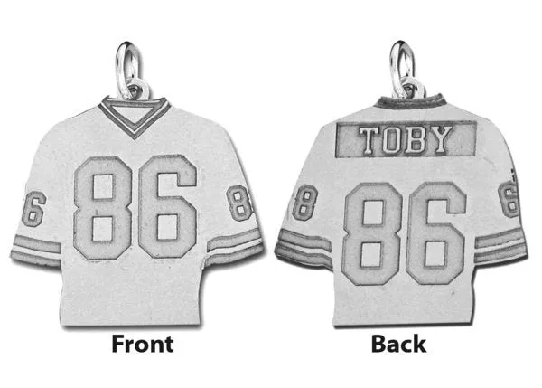 Football Jersey Pendant w/ Name & Number Jewelry