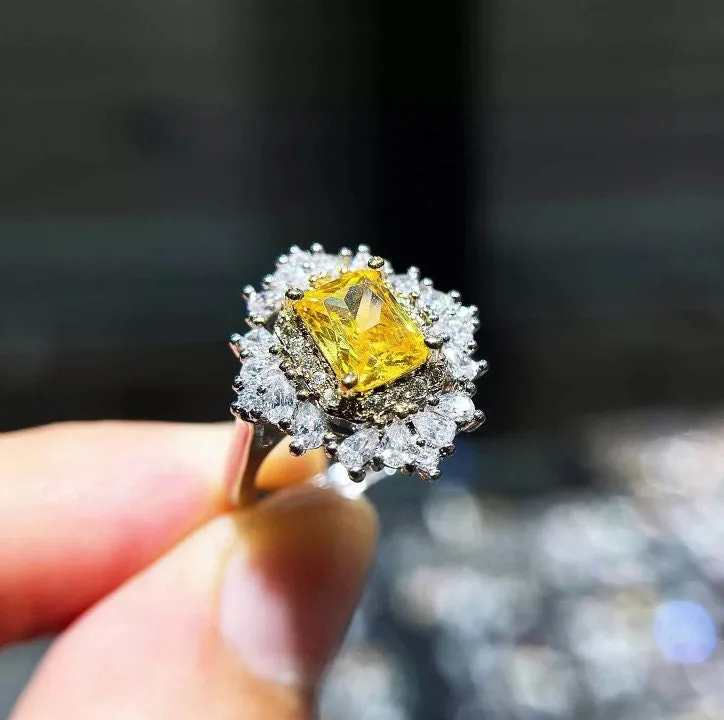 Friendship Ring | Emerald Ring | Yellow Diamond Ring | Yellow Diamond Engagement Rings | Baguette Ring | Womens Engagement Ring