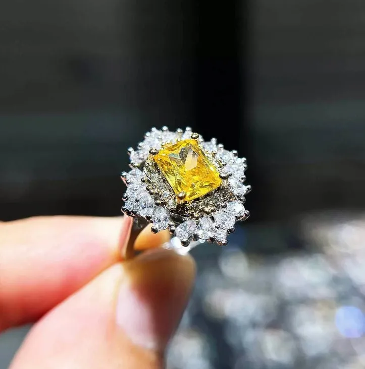 Friendship Ring | Emerald Ring | Yellow Diamond Ring | Yellow Diamond Engagement Rings | Baguette Ring | Womens Engagement Ring